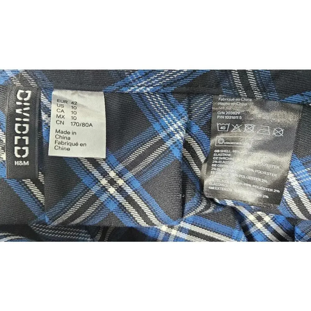 H&M DIVIDED Women's Plaid Pleated Mini‎ Skirt Size 10